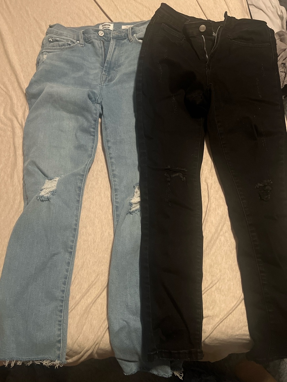 Light Wash Distressed Jeans & Black Distressed Skinny Jeans